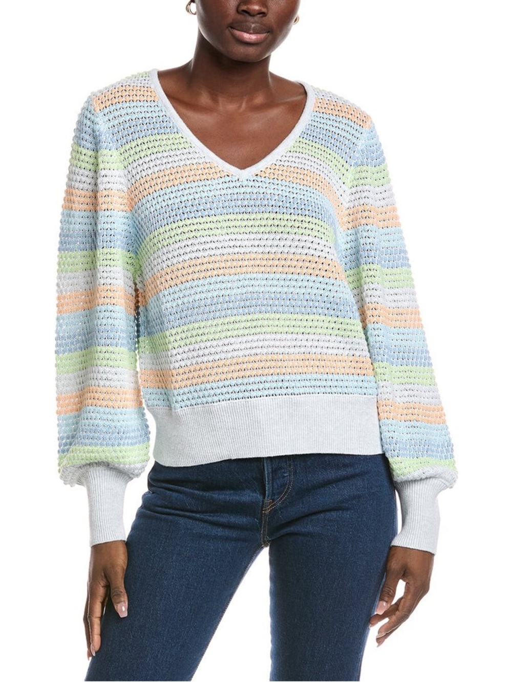 Kinross Pastel Striped Knit Sweater in Multi